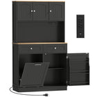 HOMCOM - Armoire 68 po avec station de recharge - noir-Grande capacité avec quatre armoires, deux tiroirs et deux étagères réglables 