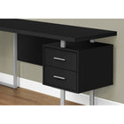 Monarch Specialties - 7619 Bureau 70 po - Noir/Metal Argent/Face L/R-2 petits tiroirs et 1 grand tiroir classeur suspendu avec des poignées noires, des coulisses en métal et des intérieurs finis