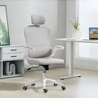 HOMCOM - Chaise de bureau ergonomique avec support lombaire et accoudoirs relevables - gris-L’appui-tête réglable et rotatif offre un soutien personnalisé de la nuque pour un confort optimal 
