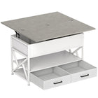 HOMCOM - Table basse relevable avec compartiments cachés - gris ciment-Le plateau se soulève et s'étend, permettant de passer facilement entre différents modes fonctionnels