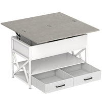HOMCOM - Table basse relevable avec compartiments cachés - gris ciment-Le plateau se soulève et s'étend, permettant de passer facilement entre différents modes fonctionnels