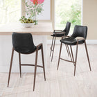 Zuo - Desi Tabouret de comptoir - Noir/Noyer - Ensemble de 2-Dimensions: 20,7 po L x 20,3 po L x 35,6 po H