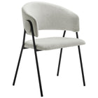 Modway - Nella Rembourré Chenille à bruyère Chaises de salle à manger Ensemble de 2 - Papier journal noir-Goupilles de pied protectrices