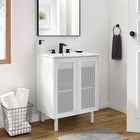 Modway - Calla 24" perforé Métal Vanette de salle de bain - Blanc blanc-Niveleurs de pieds réglables