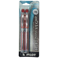 Pilot - Stylos à bille roulante Hi-Tecpoint Grip V5 – rouges – paquet de 2-La prise caoutchoutée permet un contrôle d'écriture en tout confort