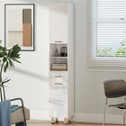 Kleankin - Armoire de rangement de salle de bain avec porte-papier toilette - blanc brillant-La surface en mélamine protège efficacement contre les dégâts d'eau 