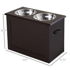 PawHut - Gamelles pour chien surélevées, distributeur de nourriture pour grands chiens avec rangement - café-Avec la fonction de rangement, vous pouvez y mettre des accessoires pour animaux. 