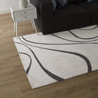 Modway - Therese Tourbillon abstrait Tapis de 5 pi l x 8 pi L - Ivoire et charbon de bois-Protéger les planchers de la circulation ou des meubles