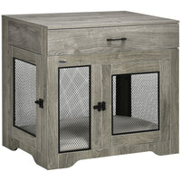 PawHut - meuble cage pour chien avec coussin, rangement, table d’appoint pour chien - gris-Espace de repos rembourré et légèrement résistant à l'eau 