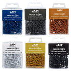 JAM Paper - Trombones standard colourés - trombones réguliers 1 po - assortiment professionnel - 6 paquets de 100-Couleurs : Or, Or Rosé, Noir, Blanc, Gris, Bleu Foncé
