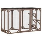 PawHut - Enclos extérieur pour chat Catio - 71 po L x 31,5 po l x 44 po H - camel-Convient pour une utilisation intérieure et extérieure 