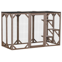 PawHut - Enclos extérieur pour chat Catio - 71 po L x 31,5 po l x 44 po H - camel-Convient pour une utilisation intérieure et extérieure 