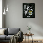 David Bowie Playing Guitar With Platinum LP - Impression encadree - 32" x 36"-Prêt à accrocher - livré entièrement assemblé
