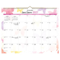 At A Glance  - Calendrier mural mensuel aquarelle 2027 - 11 7/8 po H x 14 7/8 po l - bilingue-Format des pages : 11 7/8 po H x 14 7/8 po l