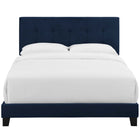 Modway - Amira Performance Velvet Lit plein, Bleu Minuit-Sommier requis (non inclus)