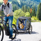 Aosom - Remorque pour chien, chariot pour animal de compagnie, wagon de vélo, porte-bagages de voyage avec attelage, pliable pour le voyage, bleu-Portes avant et arrière zippées pour une entrée facile 