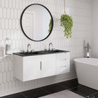 Modway - Vitality Double évier 48" Vanette de salle de bain - Blanc Noir-Construction en MDF et panneau de particules