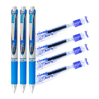 Pentel EnerGel Rétractable Stylo à Encre Gel (0,7mm), Bleu Ensemble Stylo et Encre Recharge-Bleu Ensemble Stylo et Encre Recharge