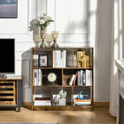 HOMCOM - Bibliothèque 3 niveaux pour bureau à domicile - brun-Étagères à 3 niveaux avec 8 séparateurs décalés pour ranger les essentiels quotidiens et les objets de décoration 