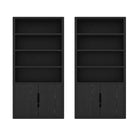 Manhattan Comfort - Rivington bibliothèque moderne à 4 étagères avec portes 40" Lot de 2 - Noir-Bibliothèque moderne pour bureau à domicile, salon et rangement supplémentaire lot de 2