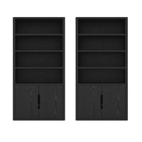 Manhattan Comfort - Rivington bibliothèque moderne à 4 étagères avec portes 40" Lot de 2 - Noir-Bibliothèque moderne pour bureau à domicile, salon et rangement supplémentaire lot de 2