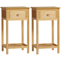 HOMCOM - Table d’appoint - bois naturel - lot de 2-L'ensemble de deux apporte de l'équilibre et symbolise votre chambre 
