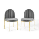 Modway - Isla Performance Velvet Fauteuil d’appoint de salle à manger Ensemble de 2 - Gris or-Fauteuil à manger Glam Deco