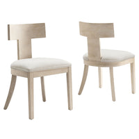 Modway - Peregrine Bois et tissu rembourrés Chaises de salle à manger Ensemble de 2 - Ivoire naturel tissé à bruyère-Ensemble de 2 chaises de salle à manger