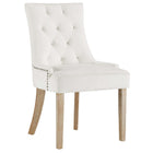 Modway - Pose Performance Velvet Chaise à manger Ensemble de 2 - Ivoire-Pieds en bois naturel