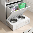 PawHut - Station d’alimentation pour animaux, armoire de rangement, conteneur - blanc-Couleur : Blanc 