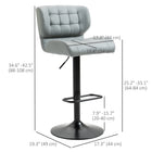 HOMCOM - Tabourets de bar réglables avec repose-pieds et dossier - gris - paquet de 2-Le siège pivotant offre une rotation à 360 degrés 
