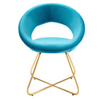 Modway - Nouvelle Performance Velvet Chaise à manger Ensemble de 2 - Bleu doré-8