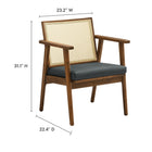 Modway - Thera Cuir et canne véganes Fauteuils d’accent - Noir noyer - Ensemble de 2-Cadre en caoutchouc