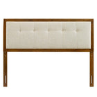 Modway - Draper Touffe Tissu et bois Tête de lit King, Noyer beige-Options de cadre de lit interchangeables