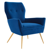 Modway - Renata Bouton touffé Performance Velvet Fauteuil - Marine-Fauteuil rétro glam
