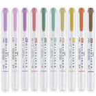 Zebra - Surligneur double face Mildliner - Ensemble de couleurs apaisantes - Lot de 10-Double extrémité : pointe ogive et pointe biseautée