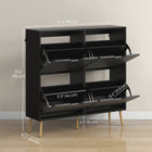 HOMCOM - Armoire à chaussures avec 4 tiroirs rabattables - noir-Panneau de particules robuste avec base en bois massif 