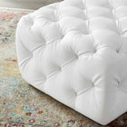 Modway - Amour Carré de boutons touffonnés Imitation cuir Ottoman - Blanc-Capacité de poids de l’ottoman : 500 lbs