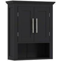 kleankin - Armoire murale de salle de bain avec étagère - noir-Le design mural permet de gagner de la place