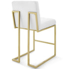 Modway - Privy Acier inoxydable doré Tissu rembourré Tabouret de comptoir - Or Blanc - Ensemble de 2-Touffe élégante de biscuits