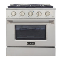 Kucht - 30 po Série KNG Cuisinière Pro Style au gaz naturel - Acier inoxydable-Cuisez et pâtissez comme un pro grâce au four à convection extra-grand offrant une capacité de 4,2 pi³, une configuration à cinq grilles et une vaste fenêtre d’observation