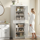 HOMCOM - Armoire de cuisine moderne avec étagères - blanc-Conception anti-basculement 