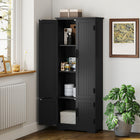 HOMCOM - Armoire de cuisine 60 po avec étagères - noir-4 portes indépendantes sont contrôlées séparément, chacune équipée d'une poignée et de deux charnières 