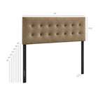 Modway - Emily Velours de performance résistant aux taches Tête de lit King Size, Taupe-Touffage de boutons