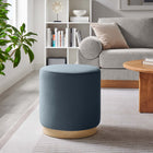Modway - Tilden Velours rond de performance de 16" Rembourré Ottoman - Cadet Blue Natural-Rembourrage en mousse dense