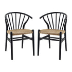 Modway - Flourish Fuseau Fauteuil d’appoint de salle à manger Ensemble de 2 - Noir-Ensemble de chaises à manger Modern Farmhouse de 2