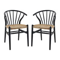 Modway - Flourish Fuseau Fauteuil d’appoint de salle à manger Ensemble de 2 - Noir-Ensemble de chaises à manger Modern Farmhouse de 2