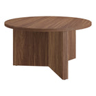Hudson&Canal - Table basse ronde Anders de 81 cm de largeur, , noyer satiné-Un design scandinave contemporain pour votre salon, votre bureau et plus encore