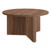 Hudson&Canal - Table basse ronde Anders de 81 cm de largeur, , noyer satiné-Un design scandinave contemporain pour votre salon, votre bureau et plus encore