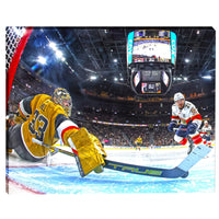 Adin Hill 16x20 sur toile Golden Knights Stick Save - H - Toile encadree - 20" x 16"-Impression sur toile de qualité supérieure avec bordures enveloppées